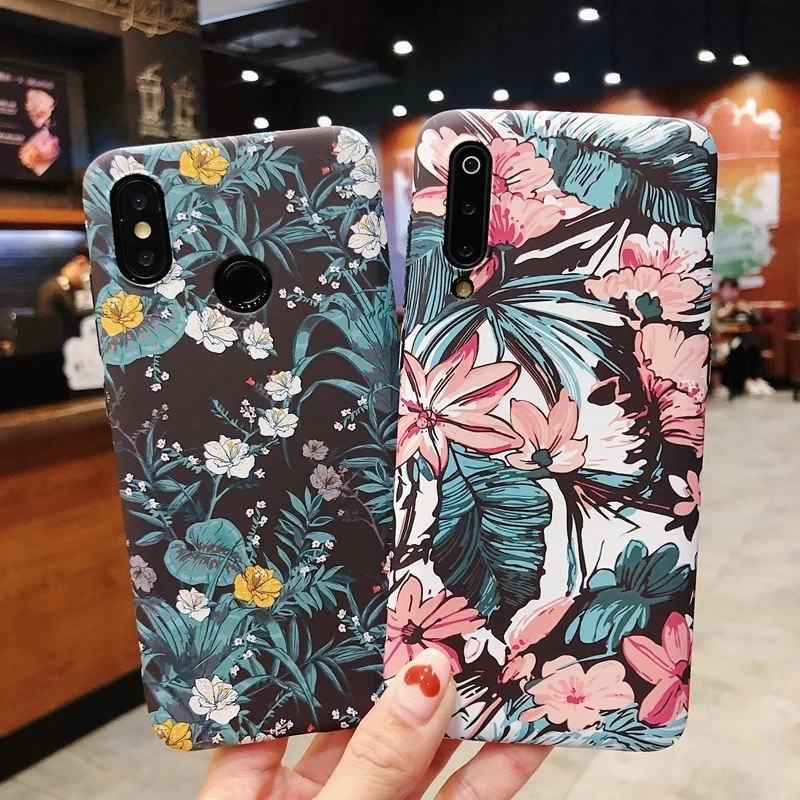 Чехол для Xiaomi mi 8 9 mi 9 Lite A2 6X Red mi Note 6 7 Pro Ретро цветок растения Жесткий PC полная защита Роскошная задняя крышка с цветочным рисунком