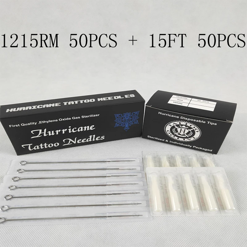 

Tattoo Needle Tips (15RM+15FT) 50pcs Disposable Sterile Tattoo Needle+50pcs Disposable Tattoo Tips Mixed