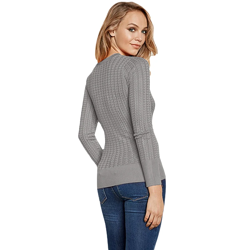 2018 Женский Пуловер Осень Зима базовый черный красный серый ребристый кабель