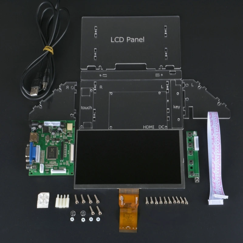 7-дюймовый ЖК-дисплей Raspberry Pi с прозрачным акриловым кронштейном 1024*600 цифровой