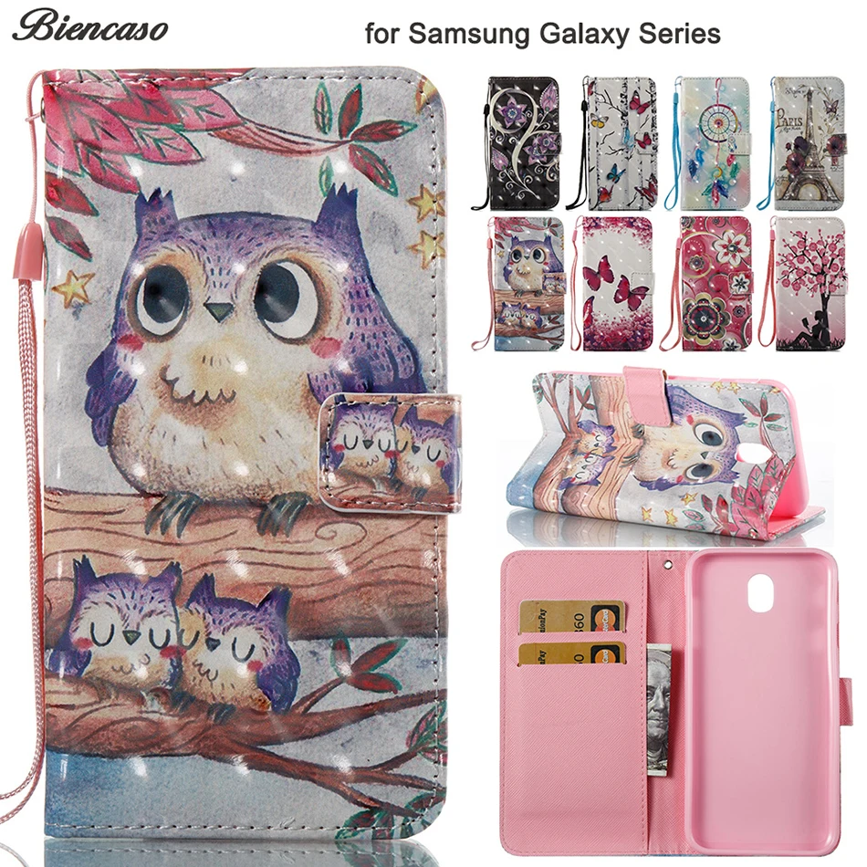 

Biencaso 3D Campanula Butterfly Owl Wallet Flip Case for Samsung Galaxy A3 A5 J3 J5 J7 2016 2017 Prime J330 J530 J730 Cover B21