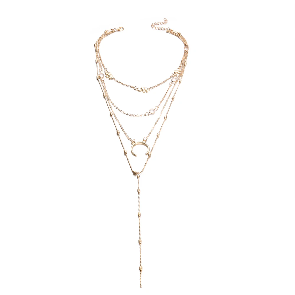 Богемное длинное ожерелье с подвеской для женщин винтажное золотистое колье