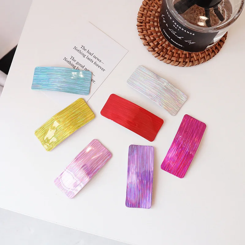 New Fashion Lady girl Cute laser hairpin sweet color bangs clip BB geometry hair accessories |