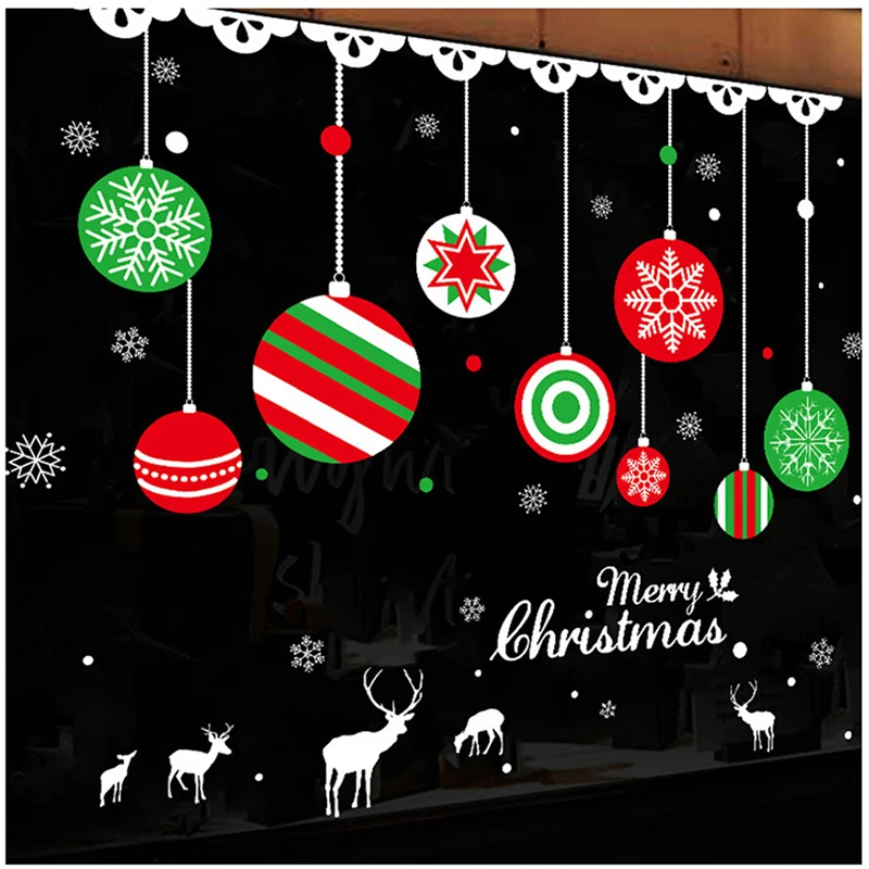 Съемный Xmas новогодние наклейки на окно белый снег Рождество стену Оленей