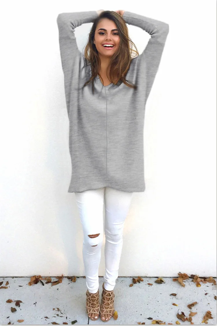 

Hot style 2017 autumn and winter wear European and American fashion v-neck long-sleeved sweater