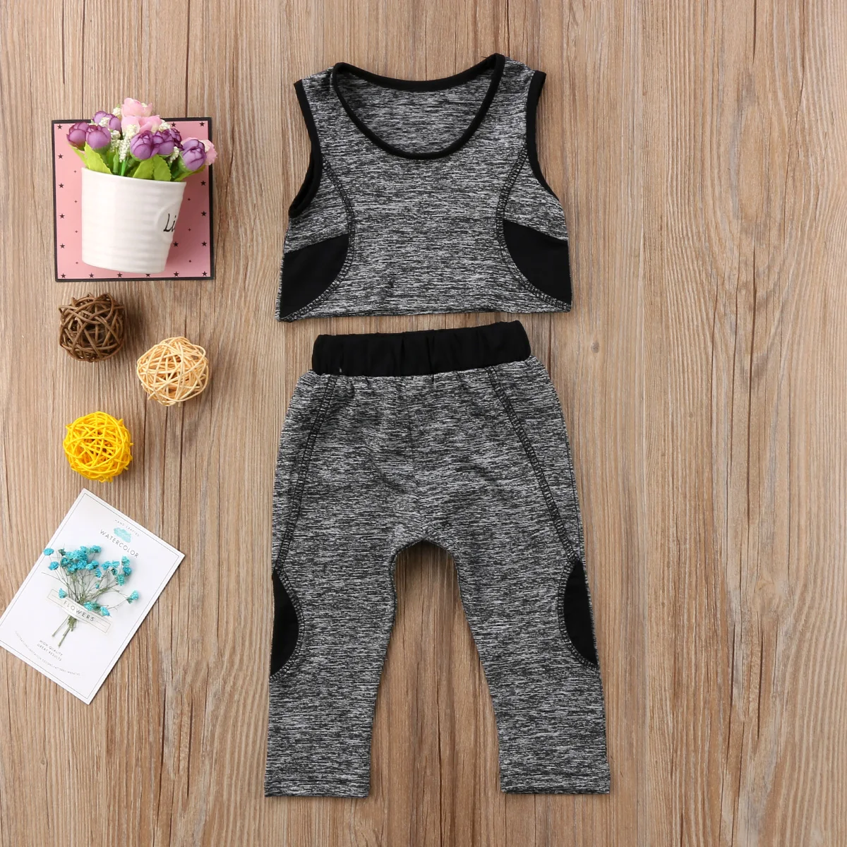 Комплект из 2 предметов для маленьких девочек жилет йоги укороченный топ +