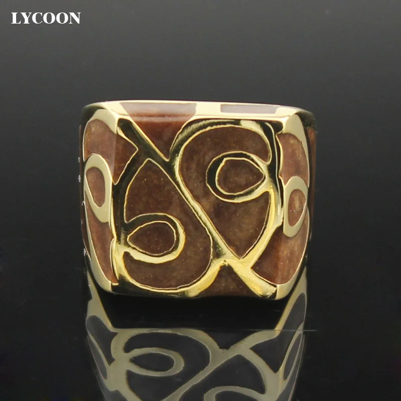 LYCOON горячая Распродажа мужское или женское квадратное кольцо из нержавеющей