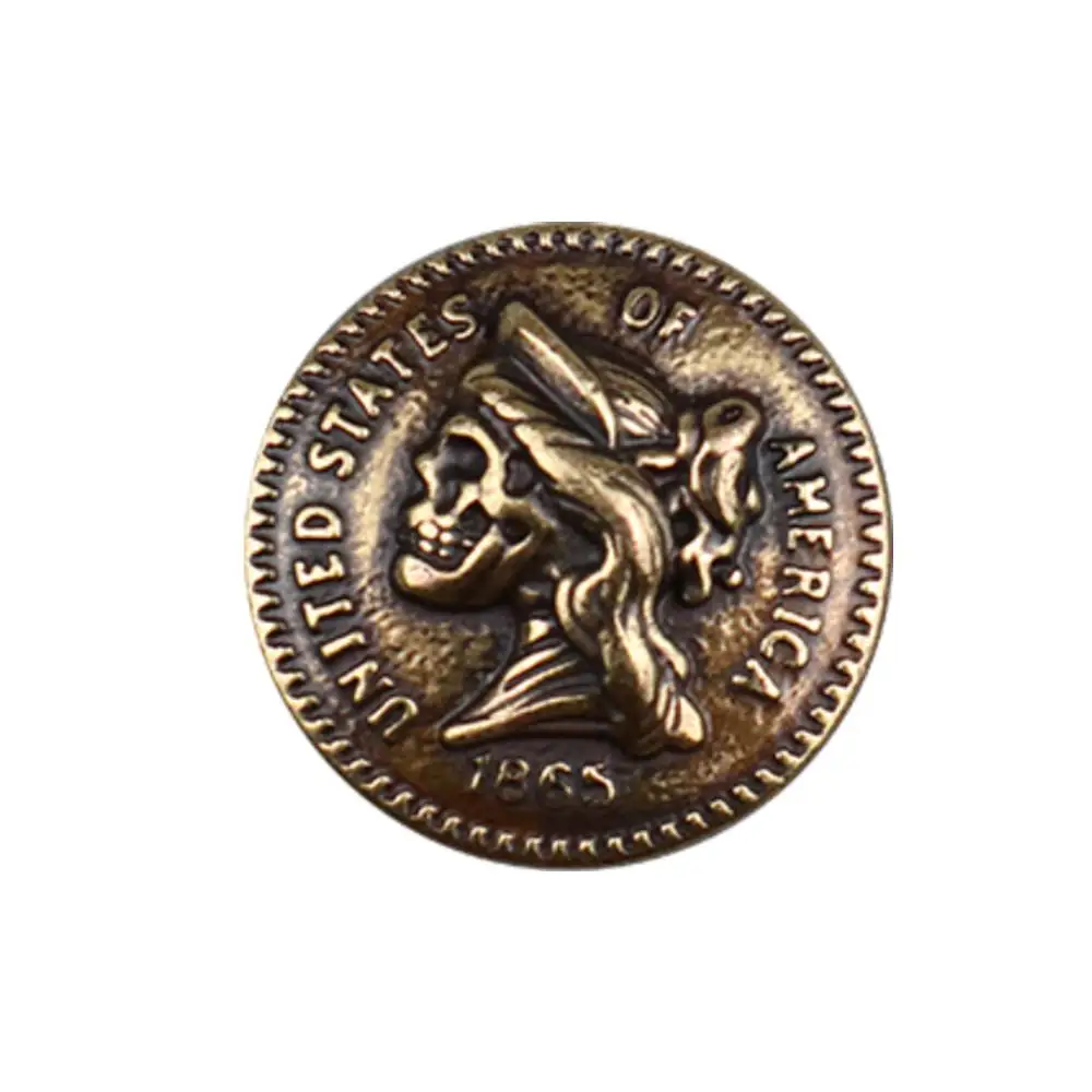 Фурнитура для кожевенного ремесла сделай сам цинковая головка черепа монета