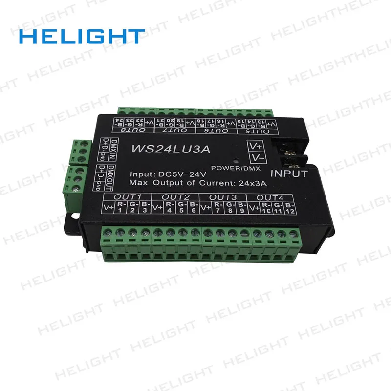 DC5 24V WS24LU3A 24CH DMX контроллер 512 декодер RGB светодиодная лента модуль самосвал 24x3A