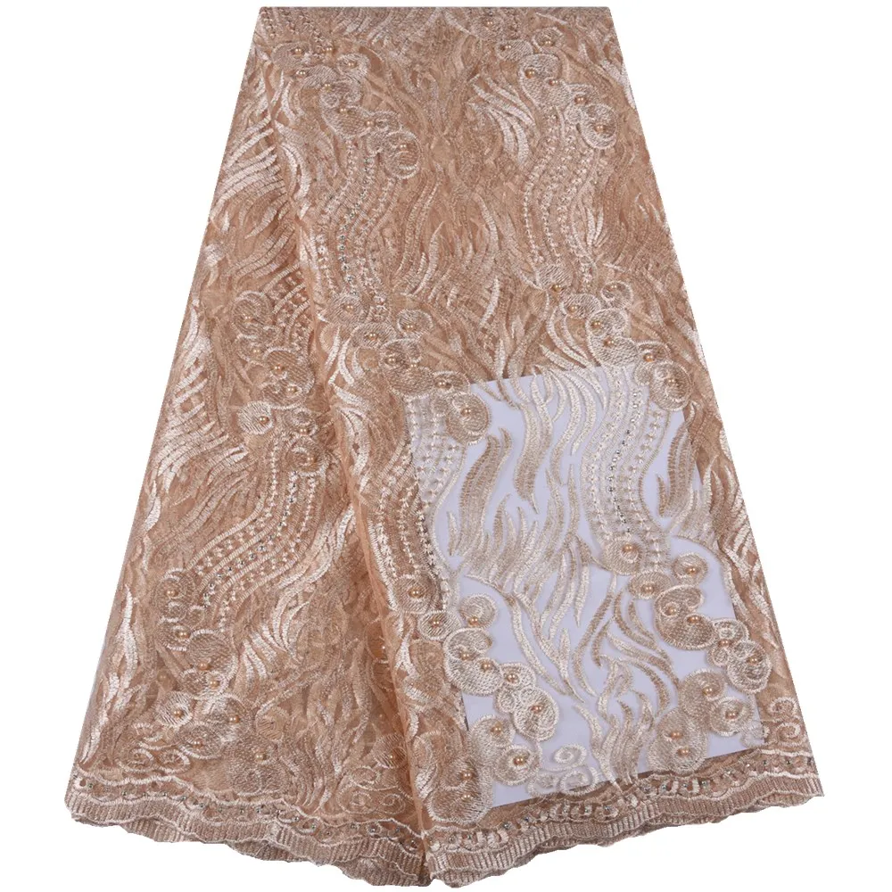 2019 новый стиль французская сетчатая кружевная ткань вышивка Золотая африканская