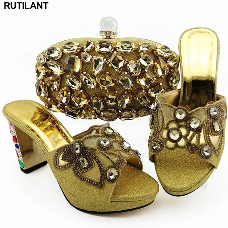 Новое поступление комплект из туфель и сумочки в африканском стиле Итальянские