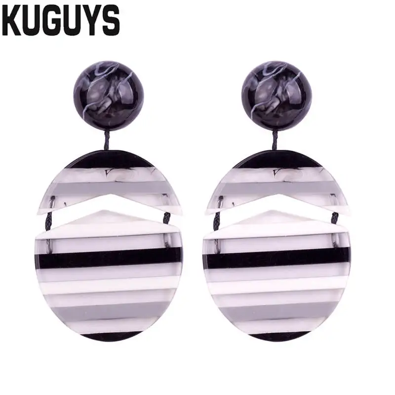 KUGUYS Модные украшения Смола полосой Круглый Большой Серьги для Для женщин