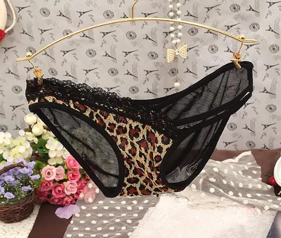 2018 Chic Для женщин Leopard Кружево T Back Low Rise Трусики для белье Нижнее Бельё девочек