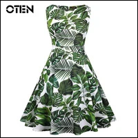 OTEN, плюс размер, 4XL, женская одежда, летняя, без рукавов, о-образный вырез, бант, сексуальная рокабили с открытой спиной, Pin up, Skater Swing, Повседневные Вечерние платья