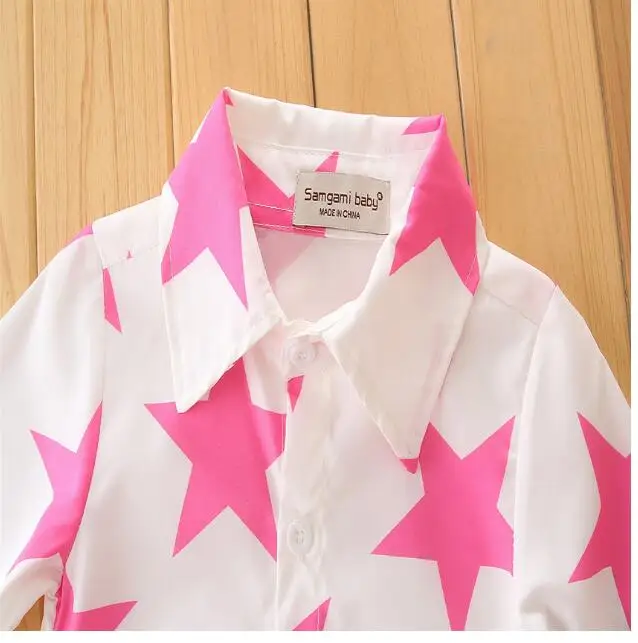 Girl's Fashion suits 2017 Autumn Stars shirts+Hole Jeans Pants Outfits Preppy Style Kids Suit 2PCS Sets CHildren's Clothing | Детская