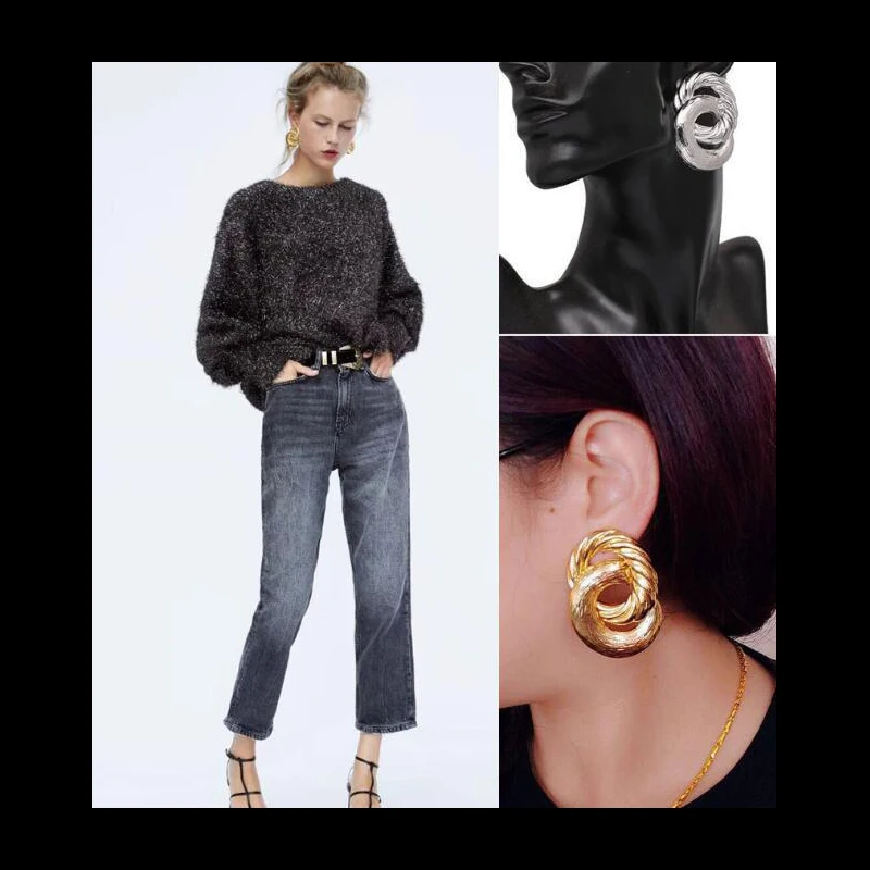 1 пара оптовая продажа двойные круглые серьги-гвоздики геометрической формы