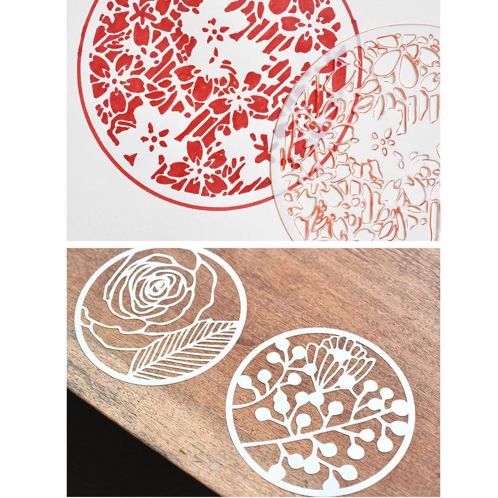 1 шт. цветочный шаблон круглый полый Многослойные трафареты для настенная