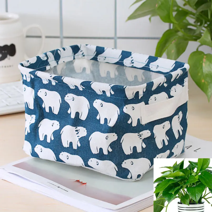 Коробки для хранения милые хлопковые льняные настольные коробки коробка