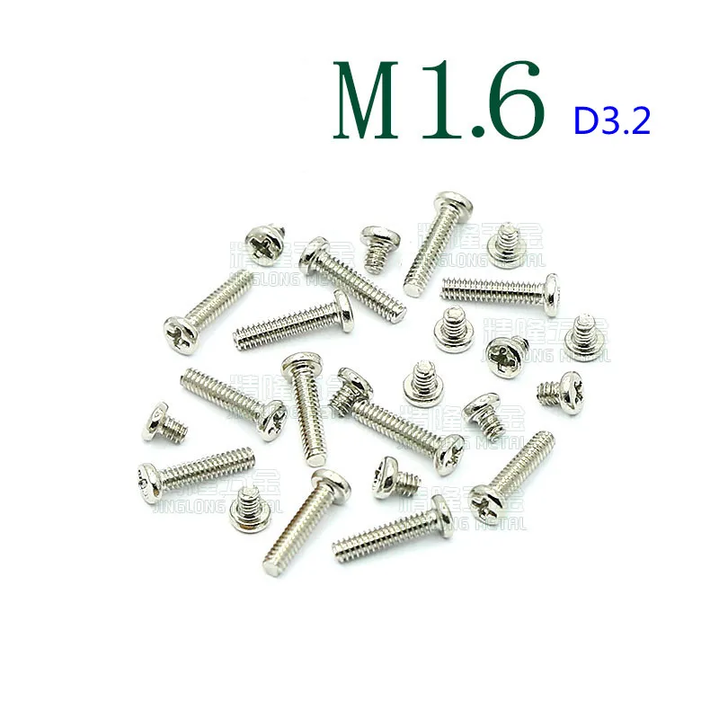 1000 шт./лот M1.6 * 4/5 руководитель diameter3.2 головкой philips крепежный винт из закаленной