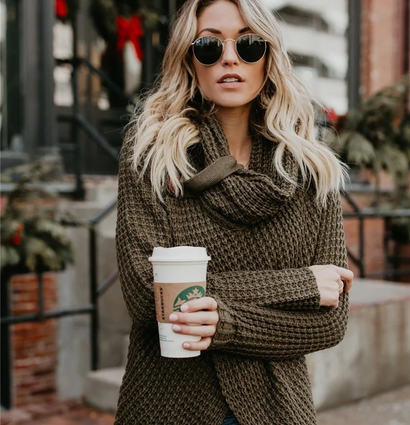 Модный вязаный свитер с длинным рукавом 2018 женские комплекты новый Однотонный