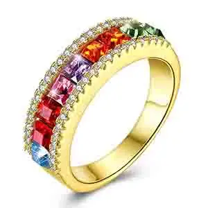 Gold Роскошные Обручальные Кольца Разноцветные кристаллы от Swarovski для женщин 925 стерлингового серебра Модный Дизайн Палец великолепные ювелирные изделия - Цвет камня: Gold