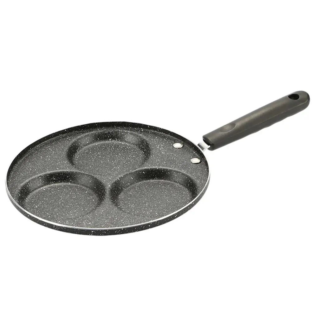 Yfashion Meifan Stone Egg Hamburg Non-stick Dumpling Frying Pan Mould Three-hole Dumpling-Black |