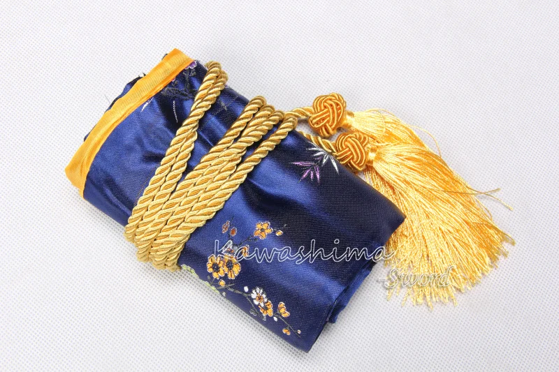 Японский самурайский меч шелковая сумка темно-синего цвета вышитый