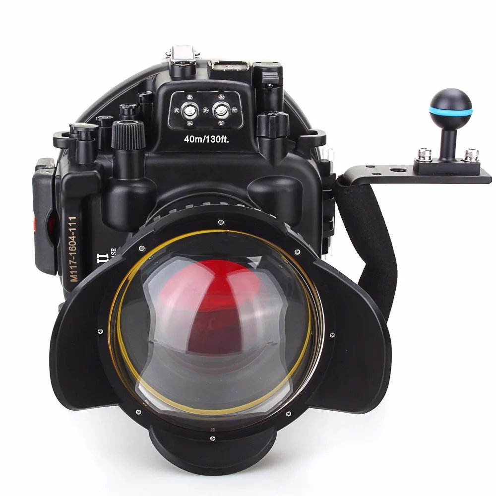 

Meikon 40M/130ft Waterproof Underwater Camera Housing Diving Case for Olympus E-M5 II + Fisheye Lens+ Diving handle+Red Filter