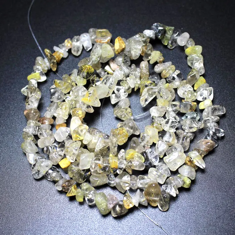 Rutilated Quartz Длина 34,5 дюйма натуральный гравий неправильной формы каменные бусины для изготовления ювелирных изделий Кристалл Агаты турмалины DIY браслет ожерелье 5-8 мм - Цвет: Rutilated Quartz