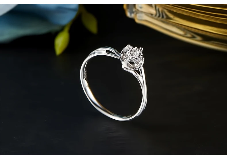 Ювелирные кольца с бриллиантами с эффектом 0.5CT для женщин, 18 K, белое золото, 0.04CT, поворотные руки, роскошные Изящные ювелирные кольца из белого золота