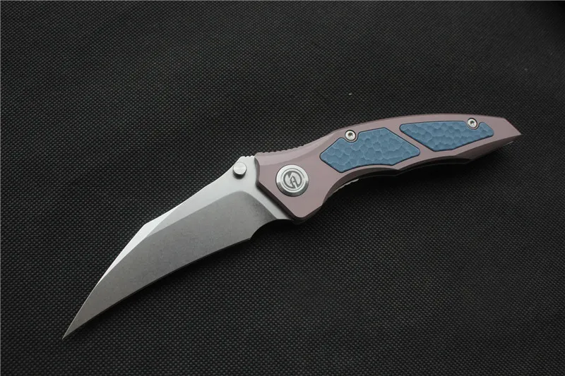 Blue White blade Высокое качество, Maxace красный/желтый/синий queen складной нож, алюминий, G-10 инкрустация(Stonewash), Открытый Кемпинг Охота ручные инструменты - Цвет: Blue White blade