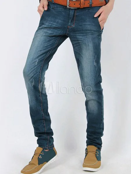 new 2014 famous brand designer Fashion Blue Pockets Solid Color Cotton Skinny Men's Jeans|fashion maternity jeans|fashion bindersjeans organic |