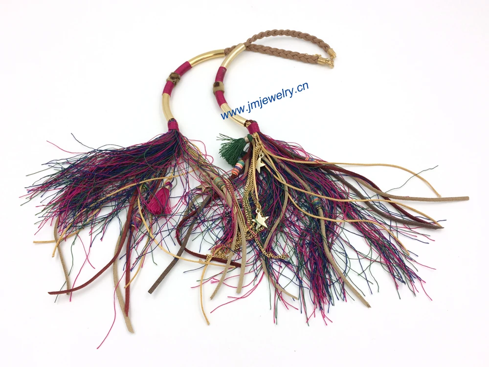 ?? 手作りヴィンテージエスニックネックレスボヘミアコリアーマルチストランド声明ネックレス海ビーチ夏スタイルタッセルペンダントネックレス