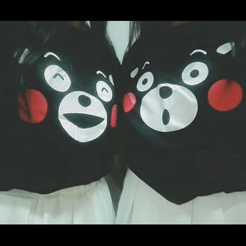 Kumamon/очень милая свободная черная футболка Летняя хлопковая Футболка модная