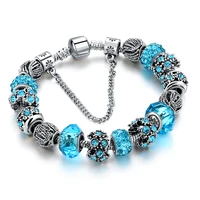 2019 european crystal charm bracelets for women with diy glass beads bracelets bangles pulseras diy jewelry sbr160010