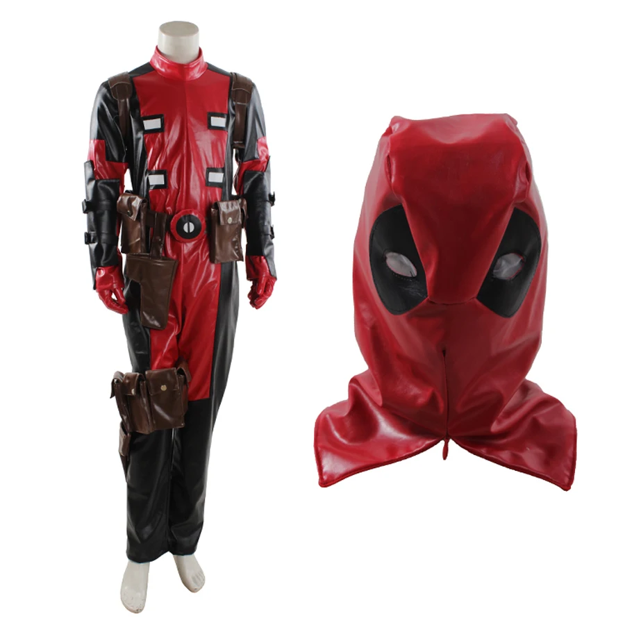 Мужской кожаный костюм для косплея Marvel супергероя Дэдпула на все тело