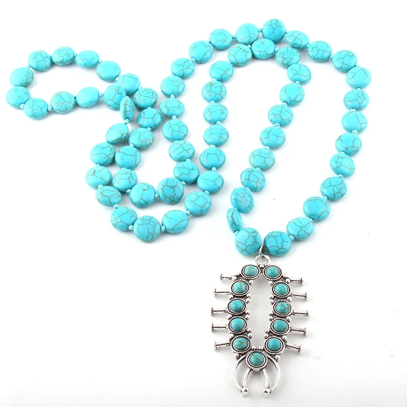 MOODPC модные богемные ювелирные изделия плоские/круглые синие камни с узлом металл