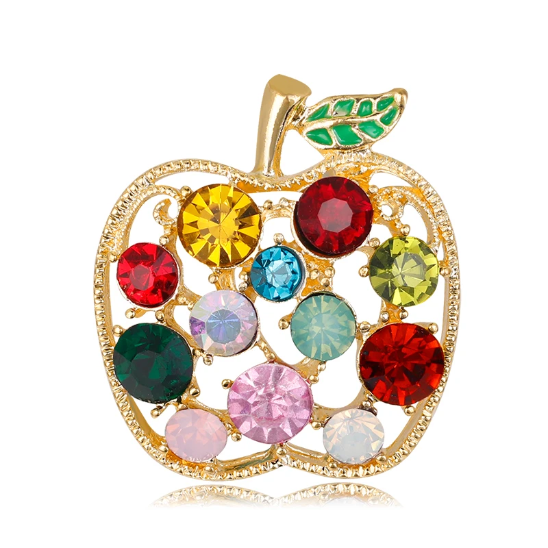 Danbihuabi New Design Colorful Full Rhinestone Apple Accessory Brooch For Women Wedding Party | Украшения и аксессуары