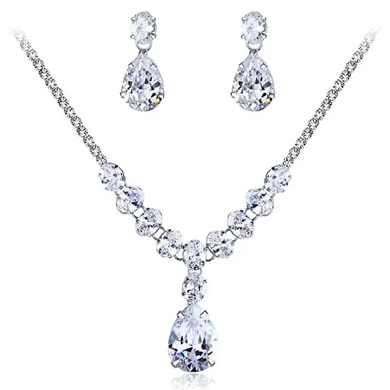 Для подружки невесты на свадьбе вечерние качество 7 карат ожерелье серьги