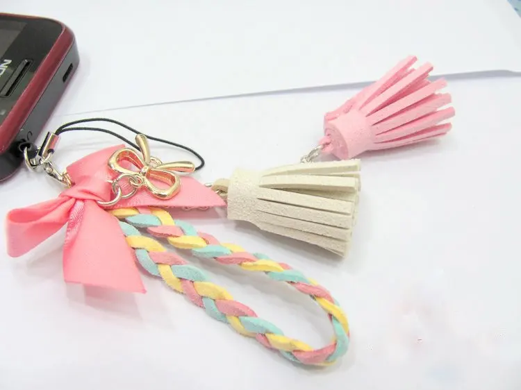 Bow leather tassels mobile phone dust-proof plug | Мобильные телефоны и аксессуары