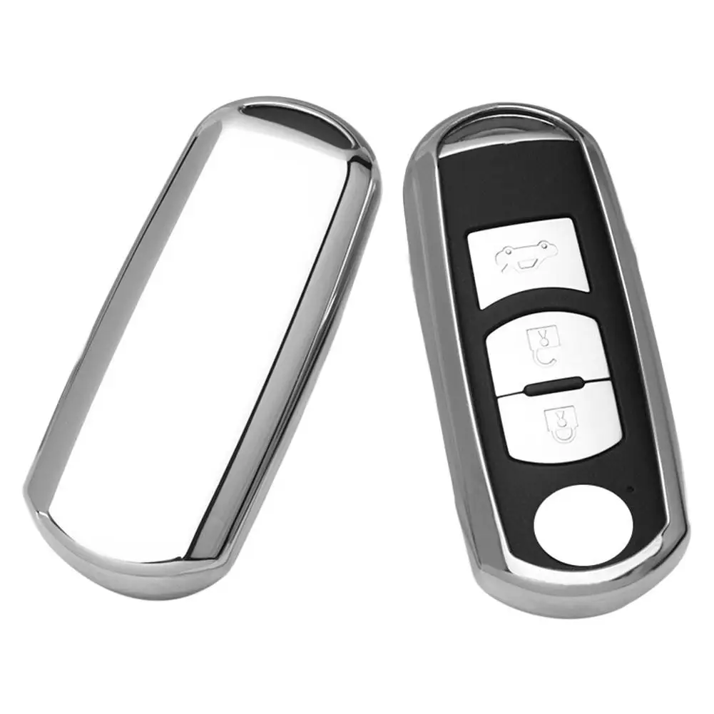 Silver no hook Стиль 1 шт. автомобиль оболочка для Smart ключа чехол для ключей на сумку, чехол для Mazda 3 6 CX5 CX7 323 626 Familia аксессуары Портативный кошелек для ключей - Название цвета: Silver no hook