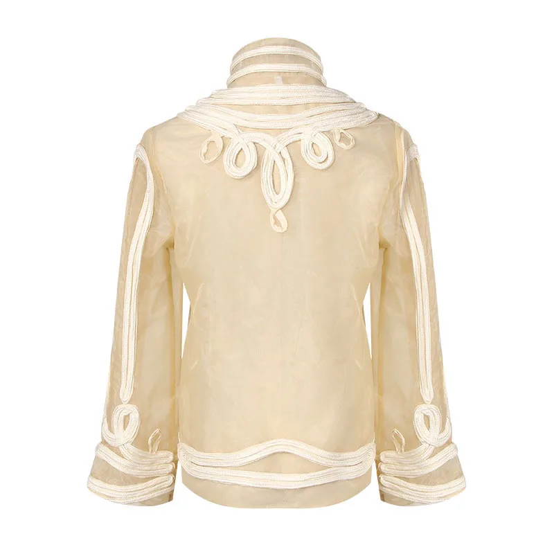 2018 Осенняя модная уличная винтажная сетчатая блузка с вышивкой в китайском стиле