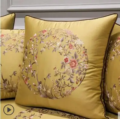 Китайская вышитая наволочка винтажная Классическая атласная для задней подушки