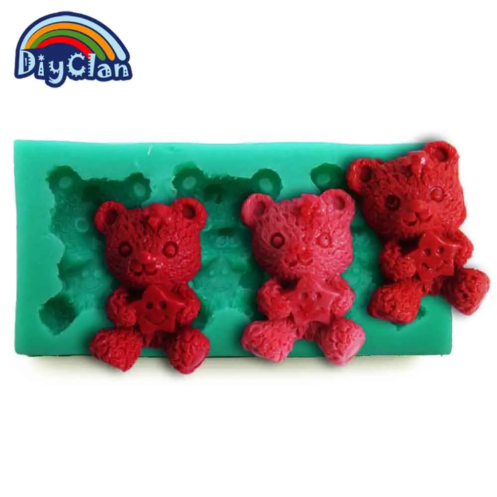 DIY Plasmin медведь Кондитерские Силиконовые формы для украшения торта пищевого класса силиконовые мини помадки формы из полимерной глины F0451XM35