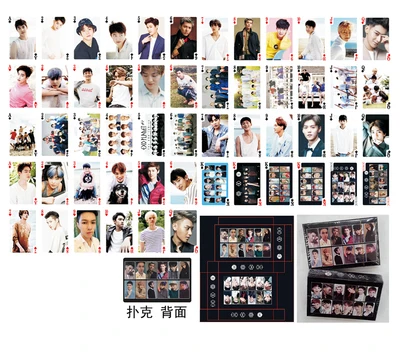 Kpop EXO покерные игральные карты XIUMIN SUHO KAI CHANYEOL SEHUN LAY BAEKHYUN Fanart изображения