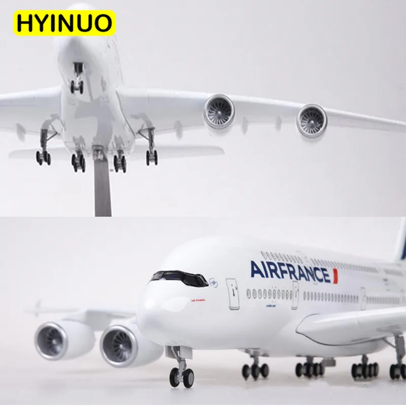 1/160 масштаб 50,5 см самолет Airbus A380 Air Франция авиакомпания Модель W светодиодный светильник и колесо литой пластик Смола самолет для сбора