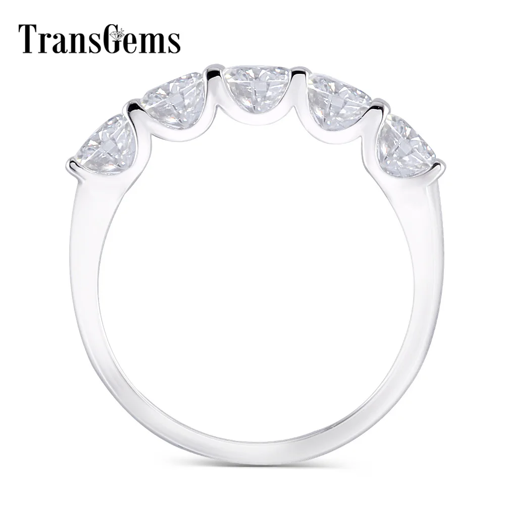 Transgems 1 25 карат CTW 4 мм F цвет сплошной 14K 585 Белое Золото Половина Вечности свадебный