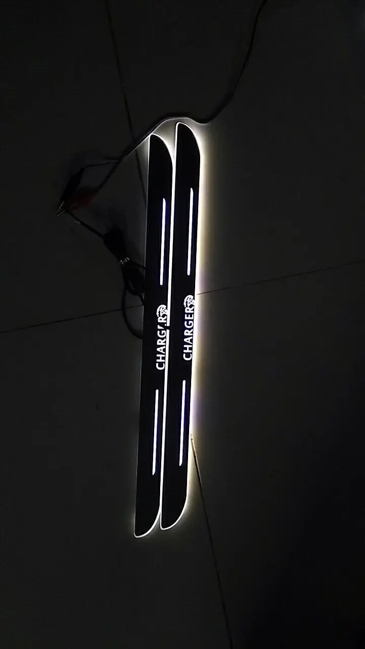 

eOsuns Customized LED moving door scuff Nerf Bars & Running Boards door sill light plate overlays linings for dodge charger