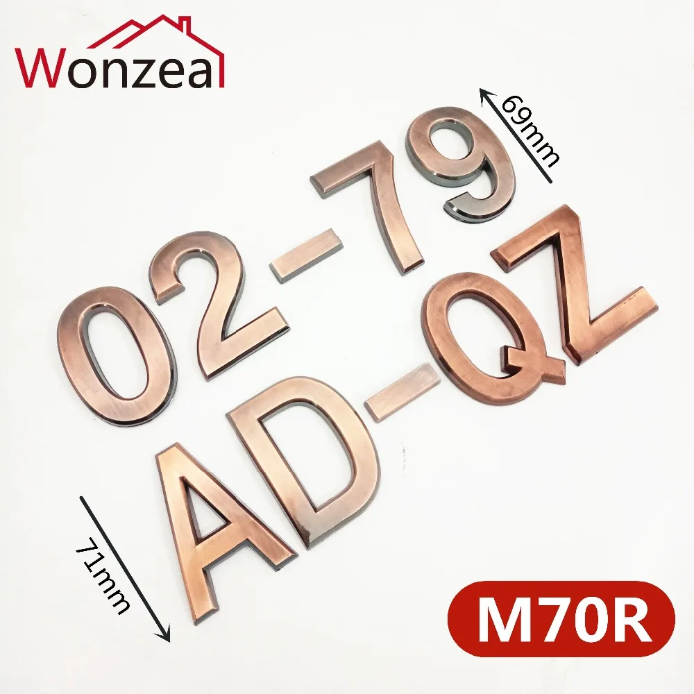 70 мм 0123456789ABC-Z современная красная медь табличка номер дома письмо двери отеля адрес стикер с цифрами табличка знак ABS пластик