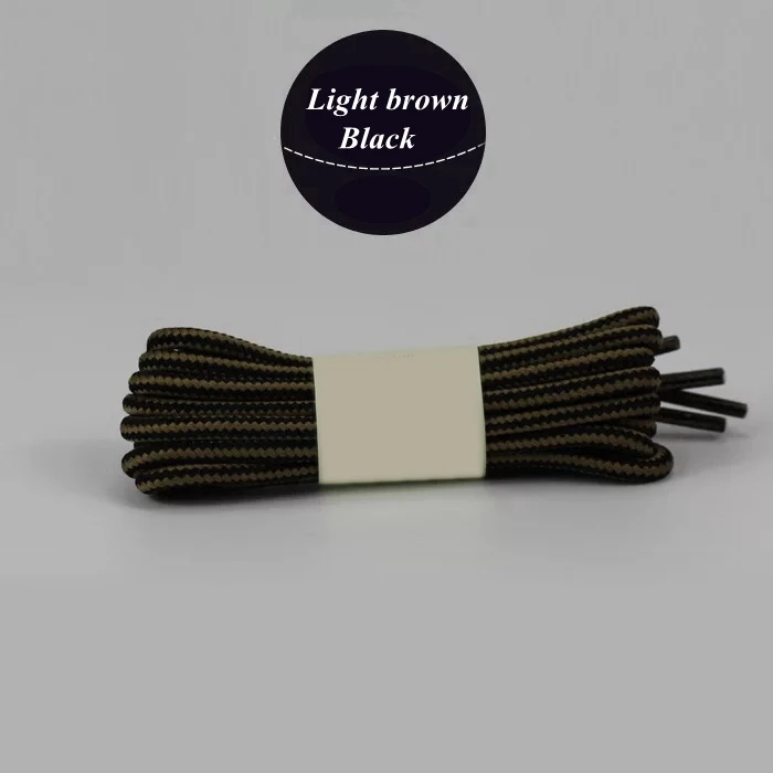 Light brown black 1 пара Круглый полосатый двойной Цвет шнурки для обуви унисекс кожаный ботинок шнурки на открытом воздухе спортивные шнурки для кроссовок 70/90/120/150 см Длина - Цвет: Light brown black
